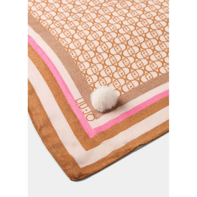 Liujo Estola Mujer Estampado Marrón Detalles Rosa Bolitas