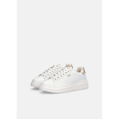 Zapatillas Liu Jo blancas de piel curtida con logotipo lateral.