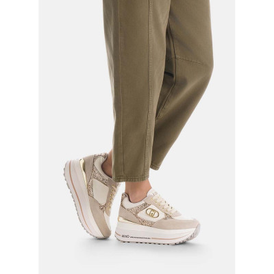 Liu Jo Zapatillas de Brillos y Nailon para Mujer en Beig - Plataforma Alta