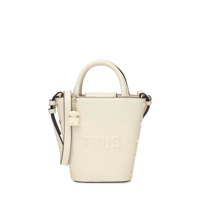 TOUS mini bolso beige con bandolera ajustable vista frontalñ