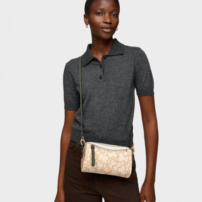 Mini bolso poliuretano arena estilo urbano mujer colgado cruzado