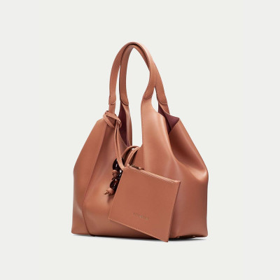 bolso shopper poliuretano almond hispanitas interior con neceser