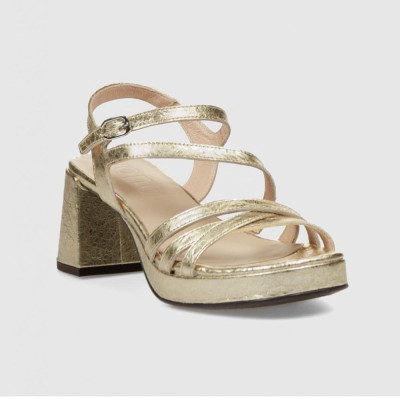 sandalia tacón platino mujer wonders