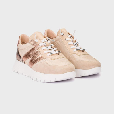 zapatillas beige piel mujer Wonders