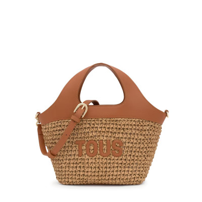 bolso capazo camel rafia tous lirio detalle logo