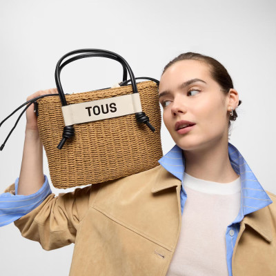 TOUS capazo negro de rafia mujer Scoubidou