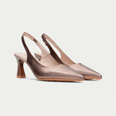 Destalonado taupe mujer Hispanitas elegante vista diagonal