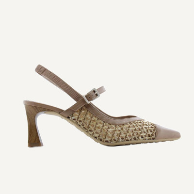 Slingback mujer rafia y piel desert