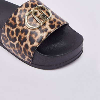 Liu Jo sandalias negro leopardo mujer plataforma