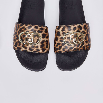 Liu Jo sandalias negro leopardo mujer plataforma