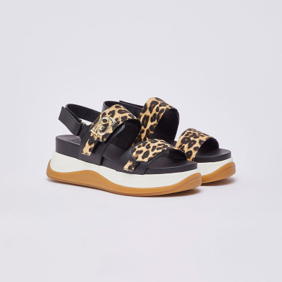 Liu Jo sandalias negro animal print mujer cómodas