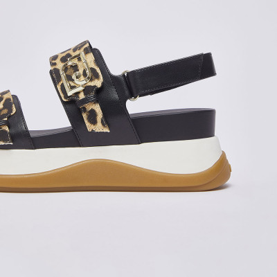 Liu Jo sandalias negro animal print mujer cómodas