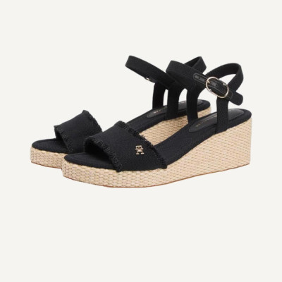 Tommy Sandalias Cuña negro – mujer