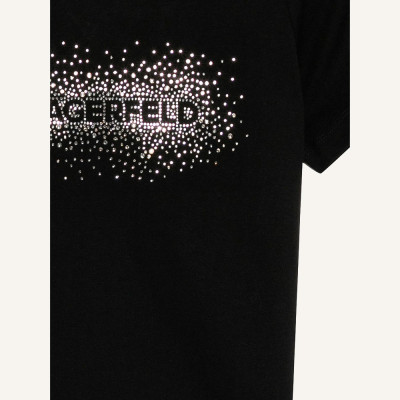 Camiseta Karl Lagerfeld mujer negra logo strass | Lázaro