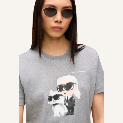 Karl Lagerfeld camiseta mujer negra algodón orgánico | Lázaro
