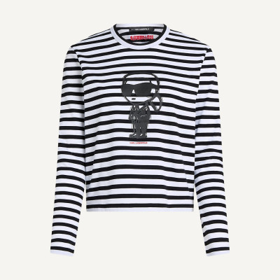 Karl Lagerfeld camiseta mujer negra algodón orgánico | Lázaro