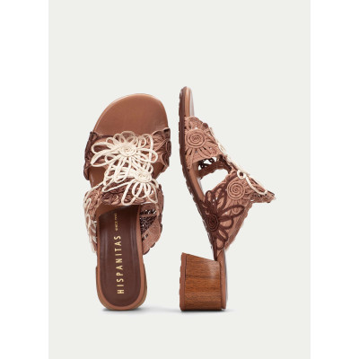Hispanitas HV264841 sandalia mujer marron multicolor vista superior