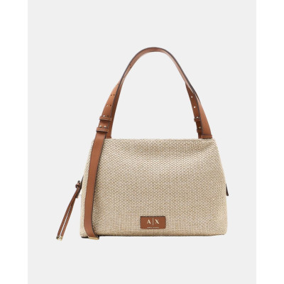 Armani Exchange Alice Bolso Shopper Mujer Beige – Efecto Rafia vista 1