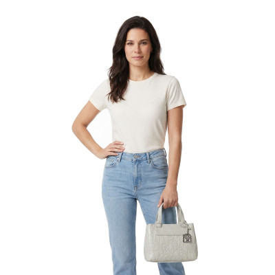 Armani Exchange Liz Monogram S bolso beige vista lateral