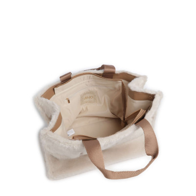 Liu Jo bolso de mano borreguillo beige 2F6037 detalle textura y costuras