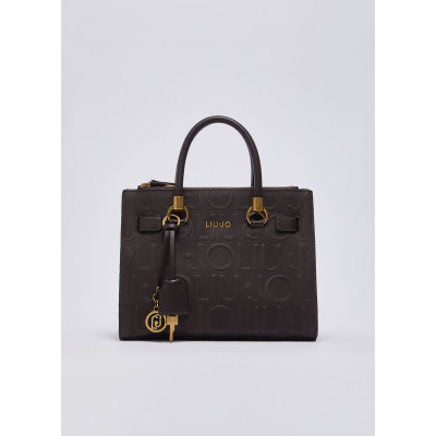 Liu Jo bolso satchel pequeño marrón oscuro AF6069 perspectiva lateral