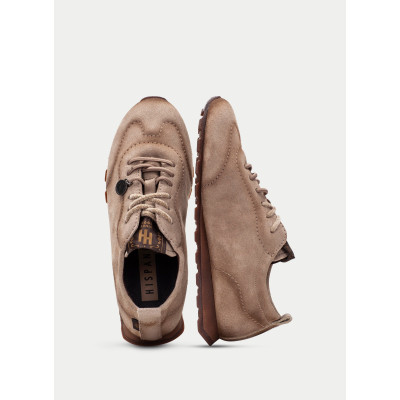 Hispanitas Zapatillas Zinnia Piel Taupe HI265083 detalle acabado y cordones