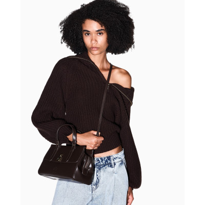 Bolso Shopping Armani Exchange Marrón Candado XW003055 detalle herrajes y tiradores