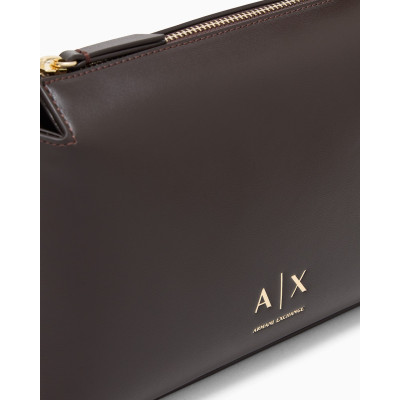 Bolso Hombro Armani Exchange Marrón XW002990 detalle acabado y logotipo