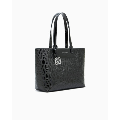 Bolso Tote Armani Exchange Relieve Negro XW001481 perspectiva lateral tres cuartos