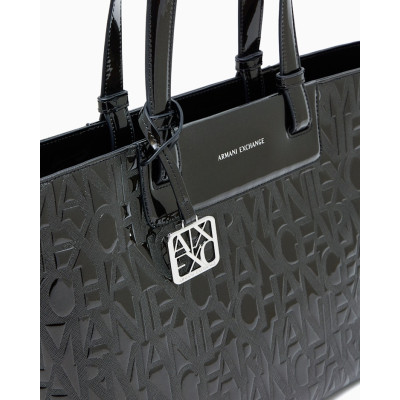 Bolso Tote Armani Exchange Relieve Negro XW001481 interior forrado y capacidad
