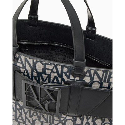 Bolso Shopping Armani Exchange Monograma Combinado 942689 interior forrado y capacidad