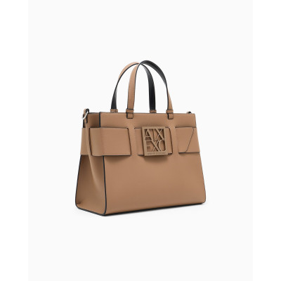Bolso Tote Armani Exchange Monograma Camel 942689 vista trasera