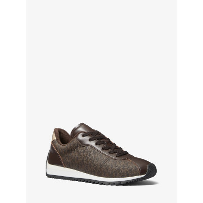 Zapatillas Michael Kors Mujer Rhodes marrón y oro vista lateral