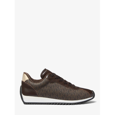 Zapatillas Michael Kors Mujer Rhodes marrón y oro perspectiva tres cuartos