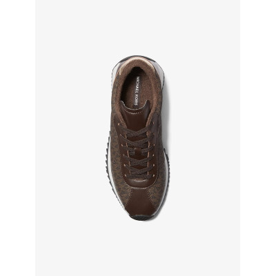 Zapatillas Michael Kors Mujer Rhodes marrón y oro vista trasera