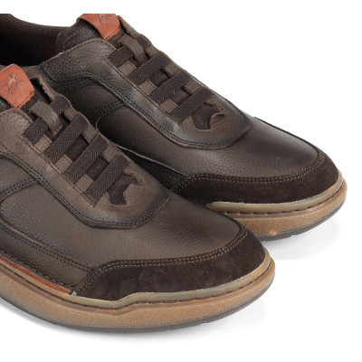 Zapatos Fluchos Hombre Rocky marrón deportivo vista trasera talón