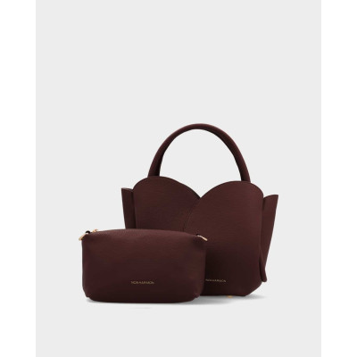 Bolso Noa Harmon Roselle berenjena detalle de correa bandolera y cierre