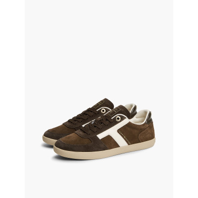 Zapatillas Tommy Hilfiger Mujer TH Tribeca marrón y blanco perspectiva tres cuartos