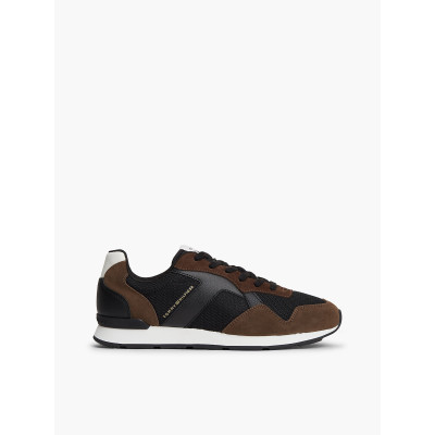 Zapatillas Tommy Hilfiger Hombre marrón negro textura vista lateral exterior