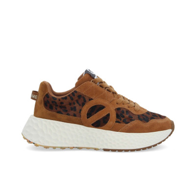 Zapatillas No Name Mujer Carter Jogger leopardo camel vista lateral exterior