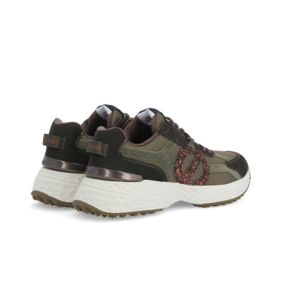 Zapatillas No Name Mujer Carter 2.0 Runner kaki bronce detalle logo brillante y cordones