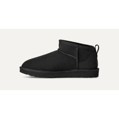 Botines UGG Classic Ultra Mini Mujer Negro 1116109 detalle de materiales y costuras