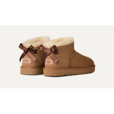 Botines UGG Ultra Mini Bailey Bow Mujer Chestnut 1185491 vista lateral principal