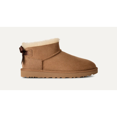 Botines UGG Ultra Mini Bailey Bow Mujer Chestnut 1185491 vista frontal cenital
