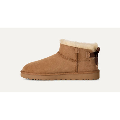 Botines UGG Ultra Mini Bailey Bow Mujer Chestnut 1185491 vista trasera y talon