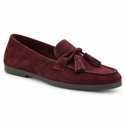 Mocasines Borlas Ante Burdeos Mujer YR26828-38