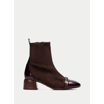 Botines Tacón Hispanitas BHI265016 Café Charol Burdeos vista lateral principal