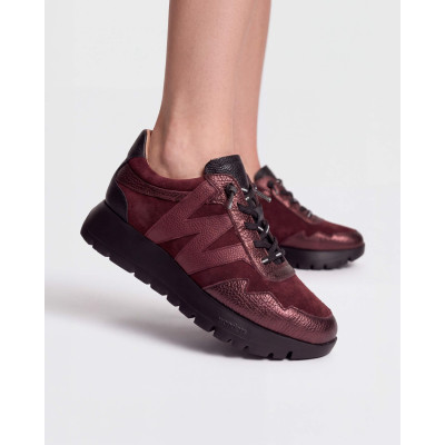 Zapatillas Wonders Cuña Burdeos A-24110 vista lateral exterior
