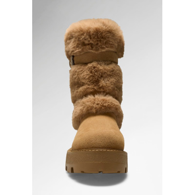 Botas Guess Yaffa Cuero FLFYAFFUR10-TAN vista lateral y proporciones