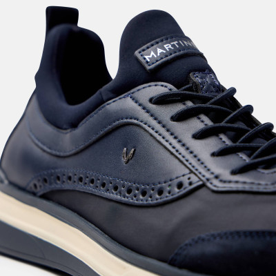 Zapatillas Martinelli Walden Hombre Marino vista cenital y cuello elastico